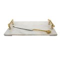 Classic Touch Decor Classic Touch JKGCTK19 Marble Challah Tray with Bamboo Handles JKGCTK19